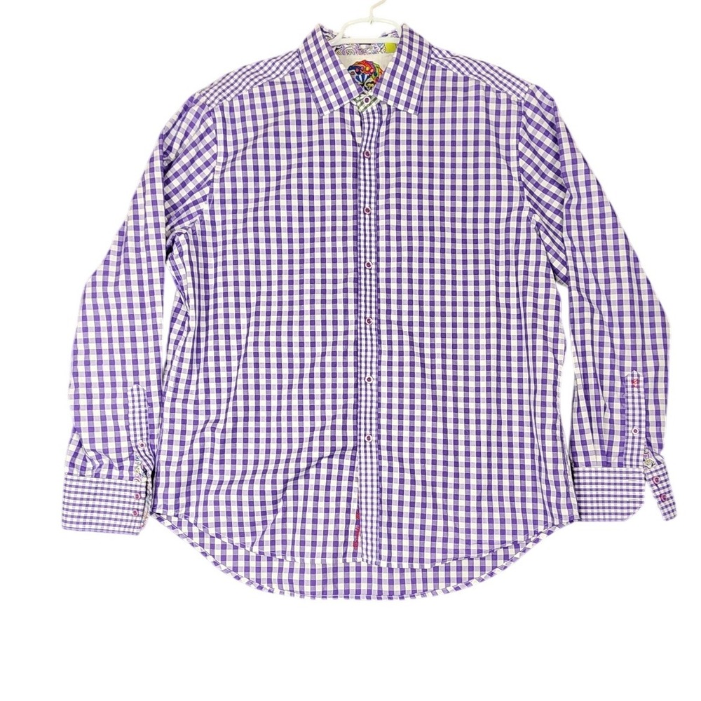 Robert Graham Classic Fit 2XL Purple Checkered Long Sleeve Button Up Shirt